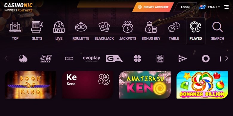 CasinoNic Casino USA - Keno